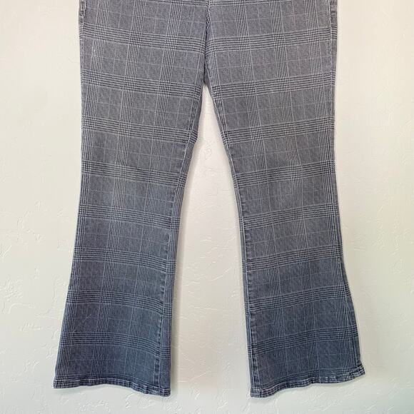 FRAME Le Crop Mini Boot Washed Gray Plaid Check Cropped Bootcut Jeans 30 - Picture 3 of 11